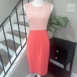 BCBG MAXAZRIA PINK CORAL COLORBLOCK MIDI DRESS SIZE 4